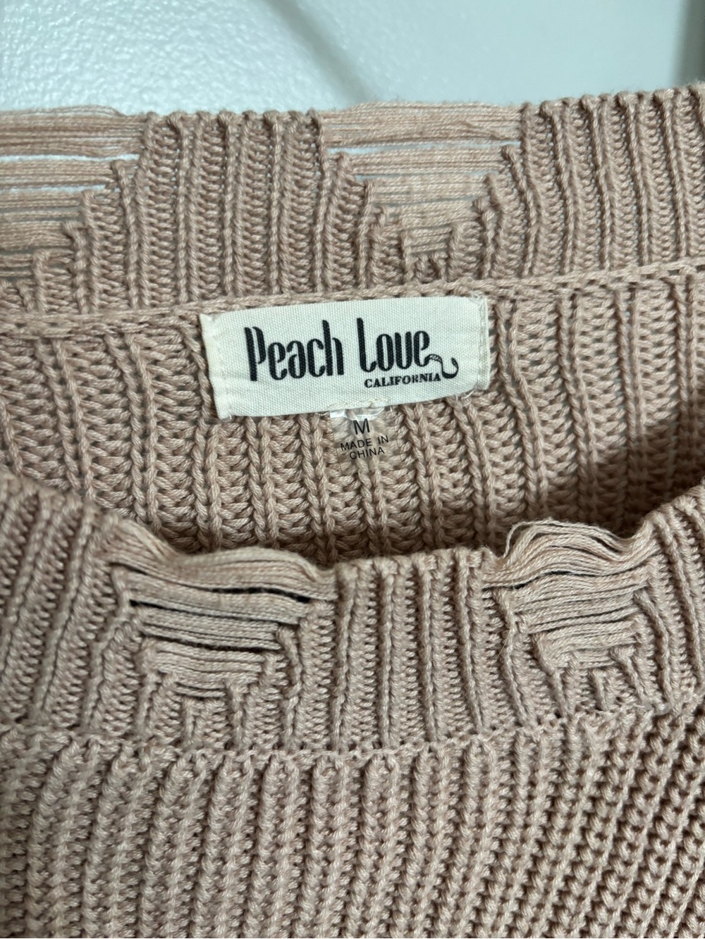 Peach Love California Off-Shoulder Cropped Knit Sweater - Blush - Picture 3 of 3
